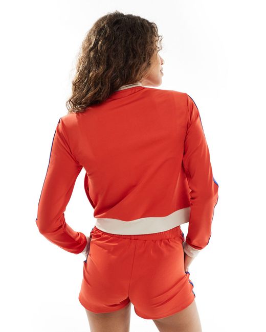 Reclaimed (vintage) Red Zip Up Sports Track Jacket Co-ord With Stripe And Funnel Neck