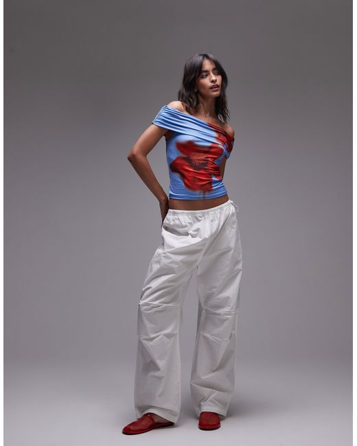 TOPSHOP Blue – schulterfreies oberteil aus mikrofaser