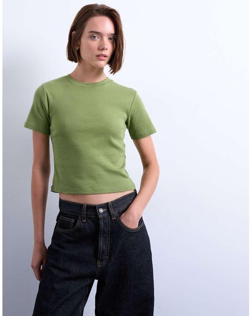 TOPSHOP Green Shrunken Everyday Tee