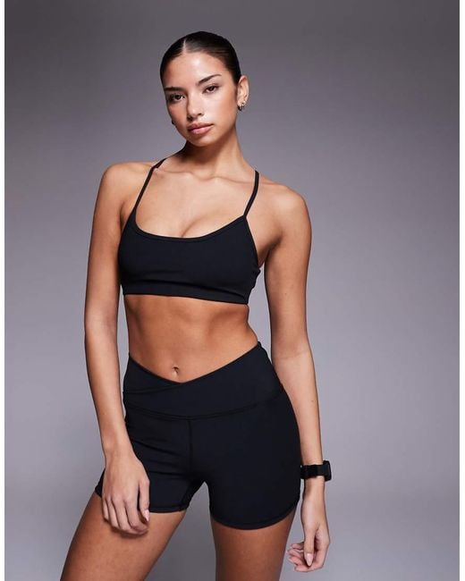 4505 Blue Micro Rib Wrap Waist 3 Inch Booty Short