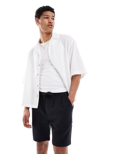 Only & Sons – shorts aus strukturiertem leinenmix in White für Herren