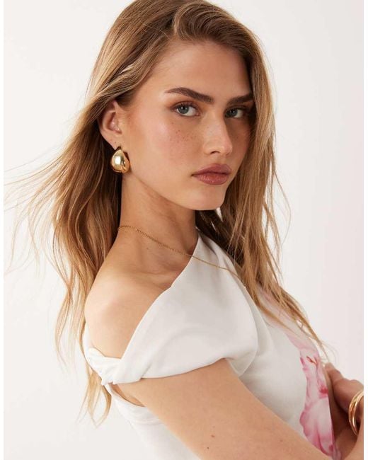 River Island Pink Mesh Floral Print Bandeau Top