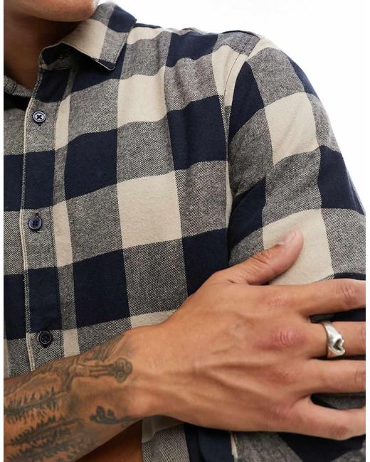 Only & Sons Gray Buffalo Check Shirt for men