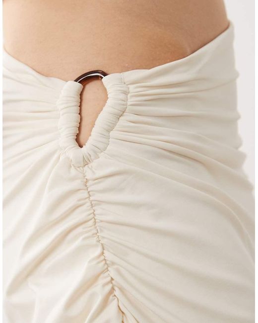 SNDY'S Natural Beaded Ring Detail Asymmetric Waist Maxi Skirt Co-ord