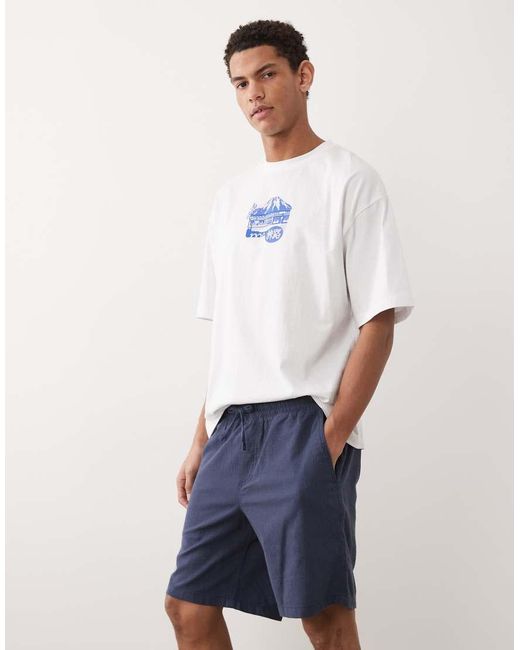 JJ Rebel White Drawstring Linen-mix Shorts for men