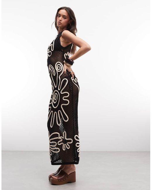 ASOS White Open Stitch Cornelli Pattern Maxi Dress
