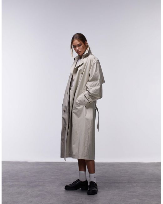TOPSHOP White Longline Trench Coat