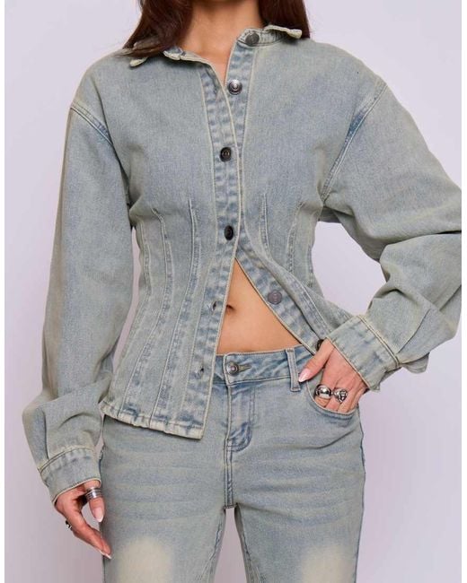 Missy Empire Gray Denim Jacket