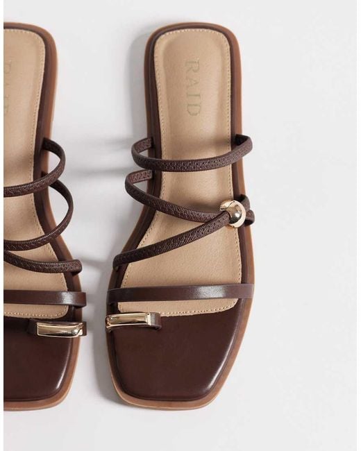 Raid Brown Moon Flat Sandals With Metal Detail