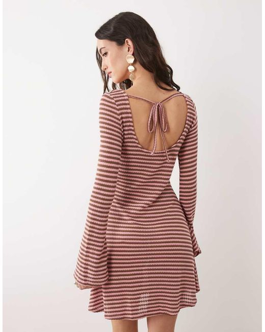ASOS Pink Long Angel Sleeve Mini Dress