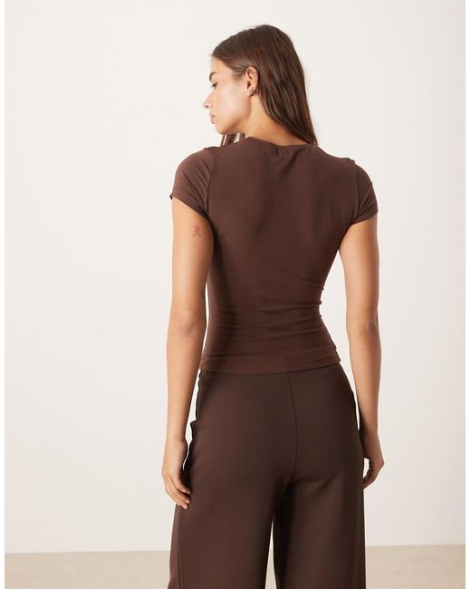 agon® Brown Short Sleeve Crew Neck Bodysuit