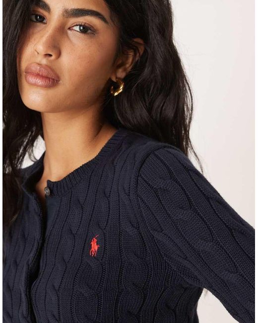 Polo Ralph Lauren Multicolor Icon Logo Cotton Cable Knit Cardigan