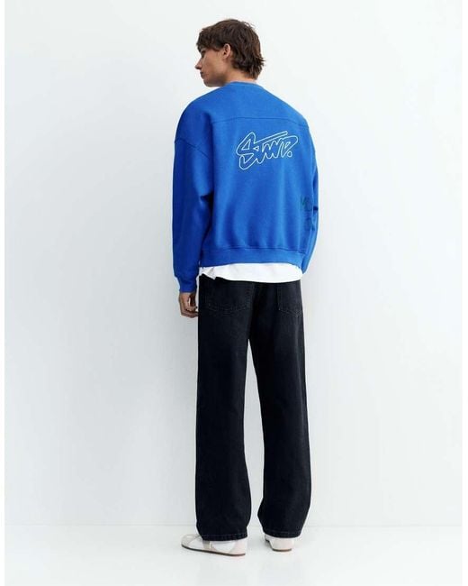 Pull&Bear Blue Stwd Boxy Sweatshirt for men