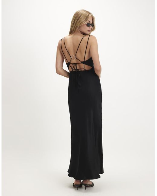 River Island Blue Strappy Satin Maxi Dress