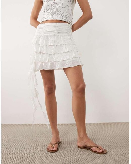 Mango Natural Teen Ruffle Mini Skirt