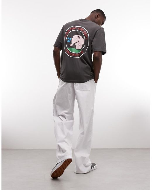 Stan Ray Gray Elephant Graphic Back Print Short Sleeve T-shirt for men