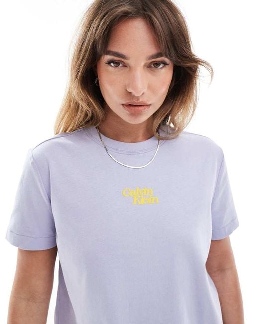 Calvin Klein White Central Script Logo T-Shirt