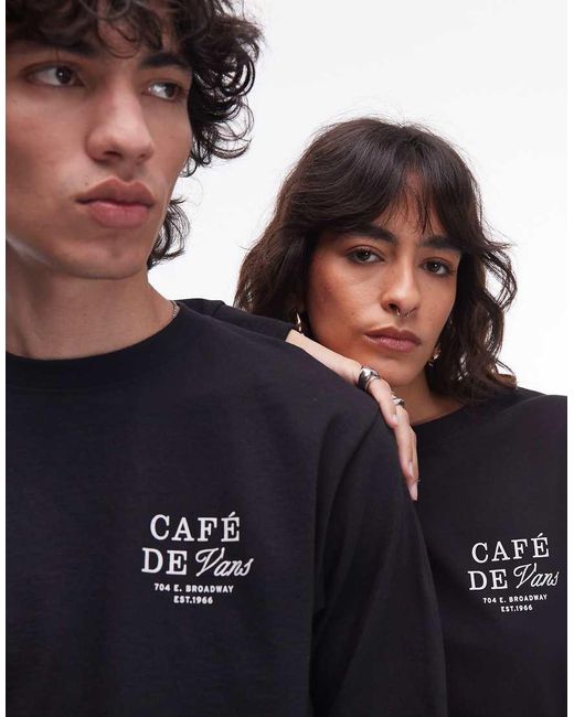 T-Shirt A Maniche Lunghe Nera Con Grafica "Cafe Sul Retro di Vans in Blue