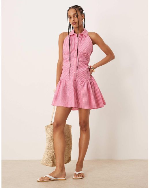 ASOS Pink Sleeveless Shirt Mini Dress