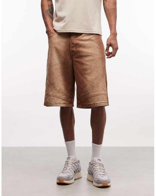 Liquor N Poker Natural Denim Seam Detail Jorts for men