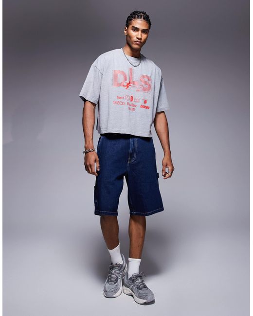 T-shirt crop top oversize à imprimé style sport - chiné ASOS pour homme en coloris Gray