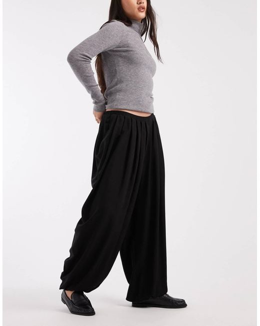 ASOS Black Pleated Barrel Leg Trousers