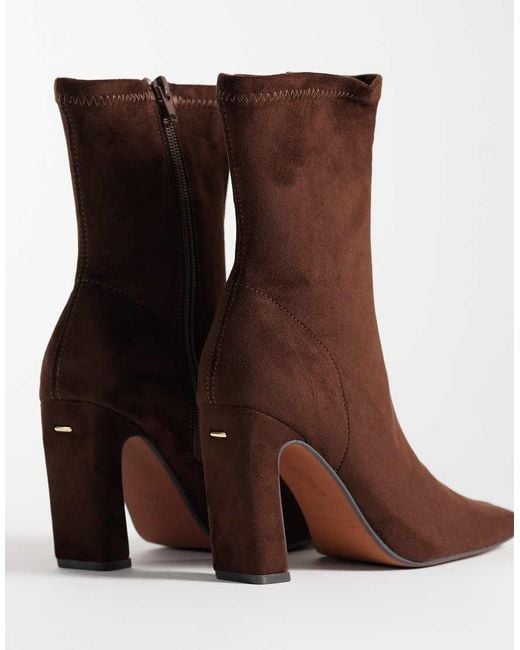 River Island Brown Heeled Stretch Boots