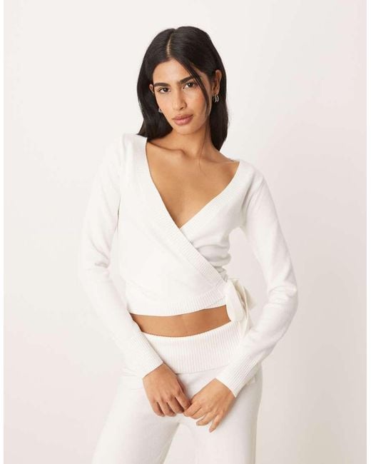 Hollister White Gilly Hicks Cosy Knit Multi-way Wrap Sweater Co-ord