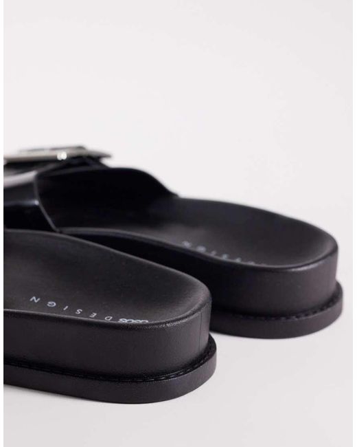 ASOS Black Farley Wide Strap Flat Sandals
