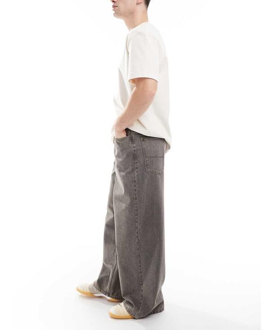 Collusion Gray X003 Wide Leg Mid Rise Jeans for men