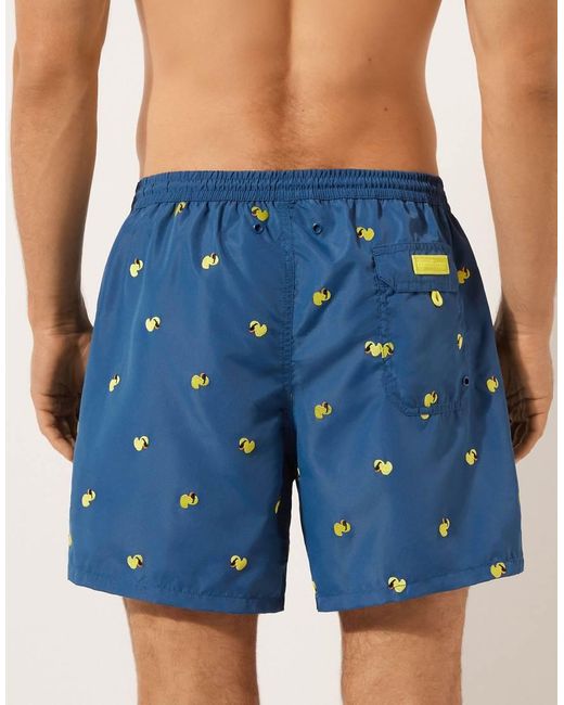 Calzedonia Blue Pattern Swim Boxer Formentera for men