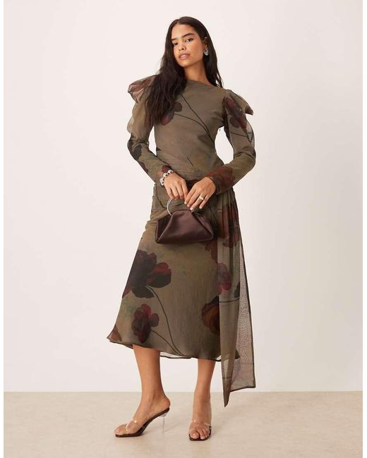 ASOS Natural Drape Shoulder Maxi Dress
