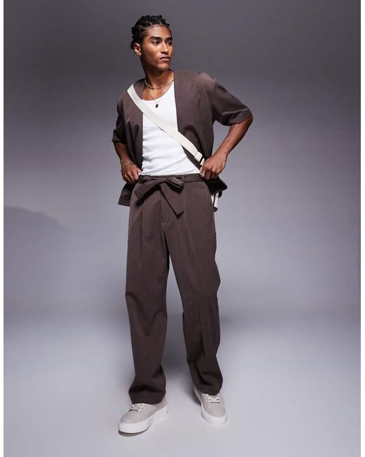 The Couture Club Brown Relaxed Smart Trousers Co-ord for men