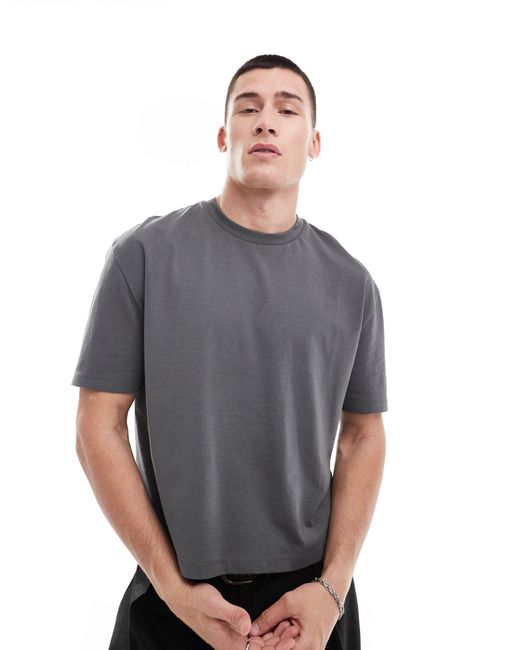 T-shirt oversize taglio corto grigia con stampa di cherubino sul retro di ASOS in Gray da Uomo