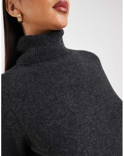 Vero Moda Black Soft Knitted Roll Neck Midi Dress