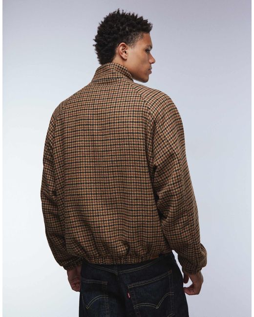 Blouson harrington aspect laine à carreaux - marron ASOS pour homme en coloris Gray