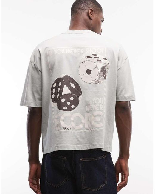 ASOS Gray Boxy Oversized T-shirt With Dice Graphic for men