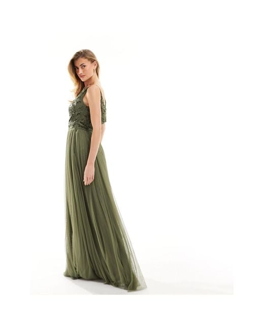 Beauut Green Bridesmaid Embellished Cowl Neck Maxi Dress