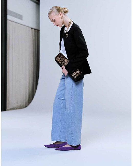 ASOS Blue Lari Premium Pointed Ballets