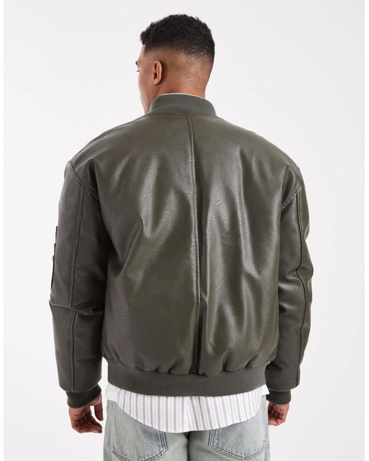 ASOS Gray Oversized Bomber Jacket for men