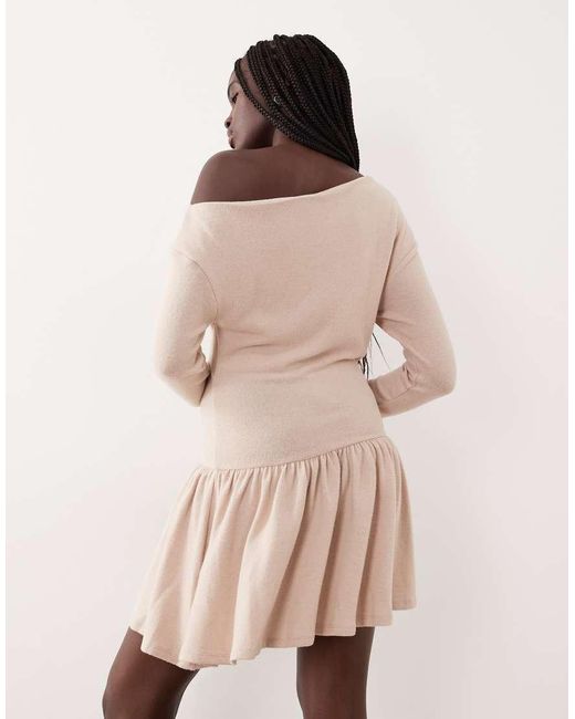 ASOS Pink Supersoft Asymmetric Mini Dress With Dropped Hem Detail