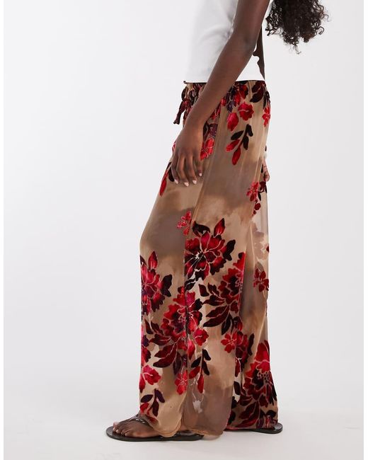 Free People Red Speak Now Lounge Pant