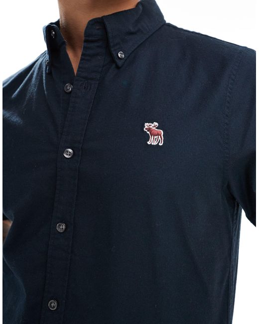 Camicia oxford a maniche corte con logo di Abercrombie & Fitch in Blue da Uomo