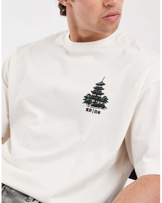 ASOS Gray Boxy Oversized T-shirt With Japan Print for men