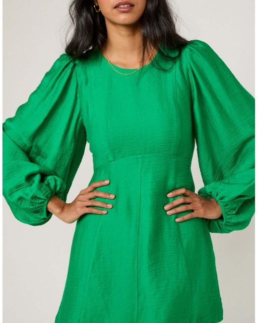 Nobody's Child Green Balloon Sleeve Nicki Mini Dress
