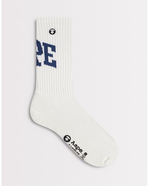 Aape By A Bathing Ape White Aape By A Bathing Ape Logo Socks