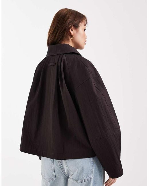 ASOS Black Asos Design Petite Short Trench Coat With Pleat Detail