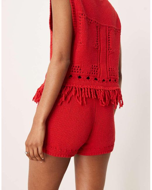 Pantaloncini Con Cuciture Traforate Rossi di ASOS in Red
