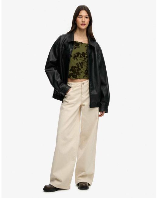 Superdry Black Collared Oversized Bomber Jacket