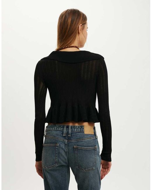 Cotton On Black Ruffle Knit Cardi